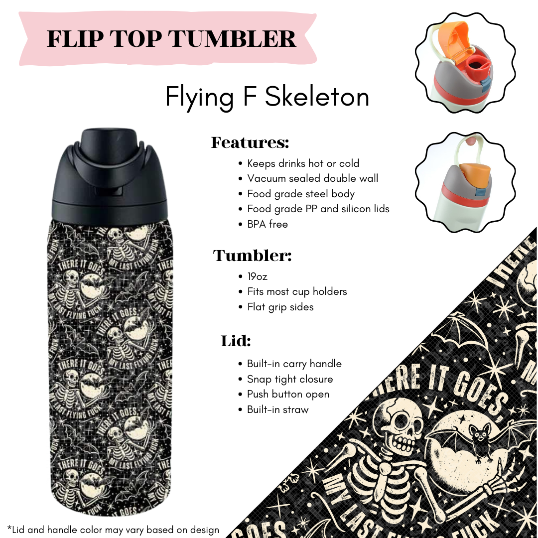 Flying F Skeleton Flip Top Tumbler