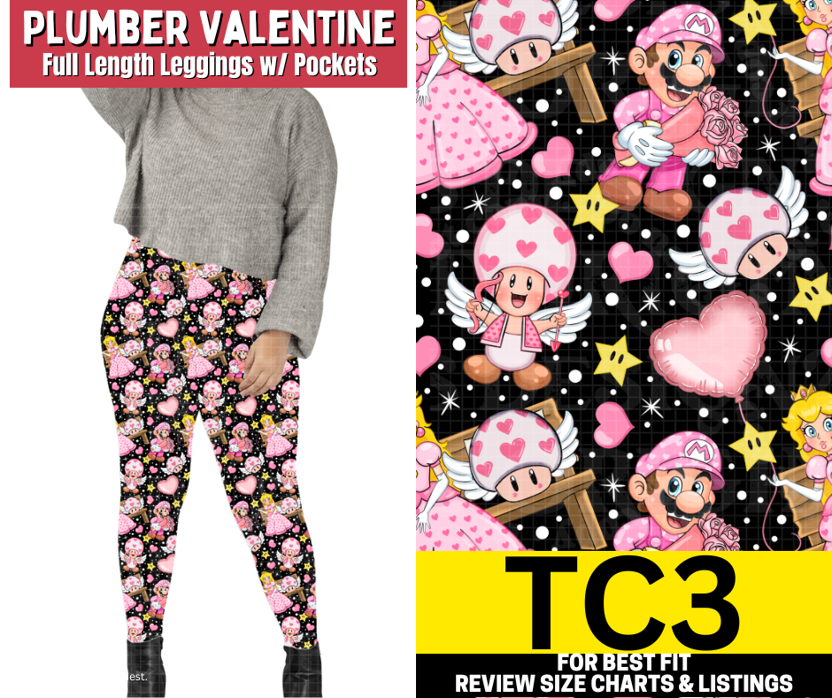 Plumber Valentine Full Length Leggings w/ Pockets