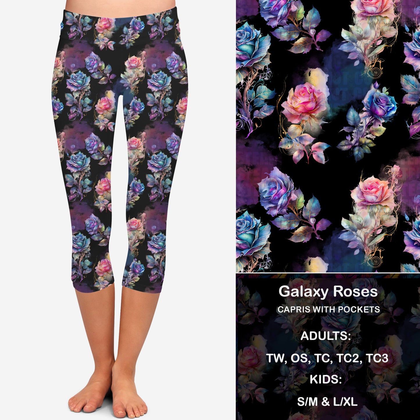 Galaxy Roses Leggings & Capris with Pockets KIDS Preorder Closes 6/14 eta Late July