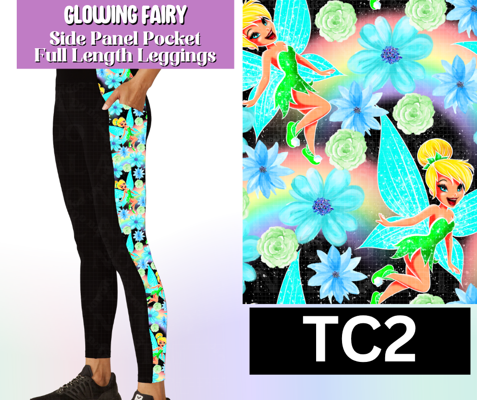 Glowing Fairy Side Panel Pocket Full Length Leggings