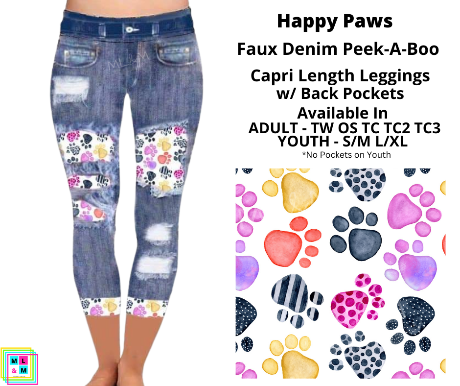 Happy Paws Faux Denim Capris