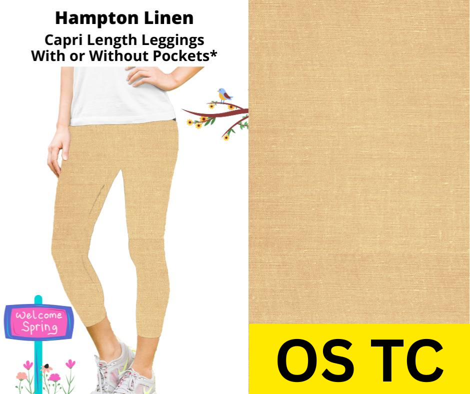 Hampton Linen Capri Length Leggings w/ Pockets