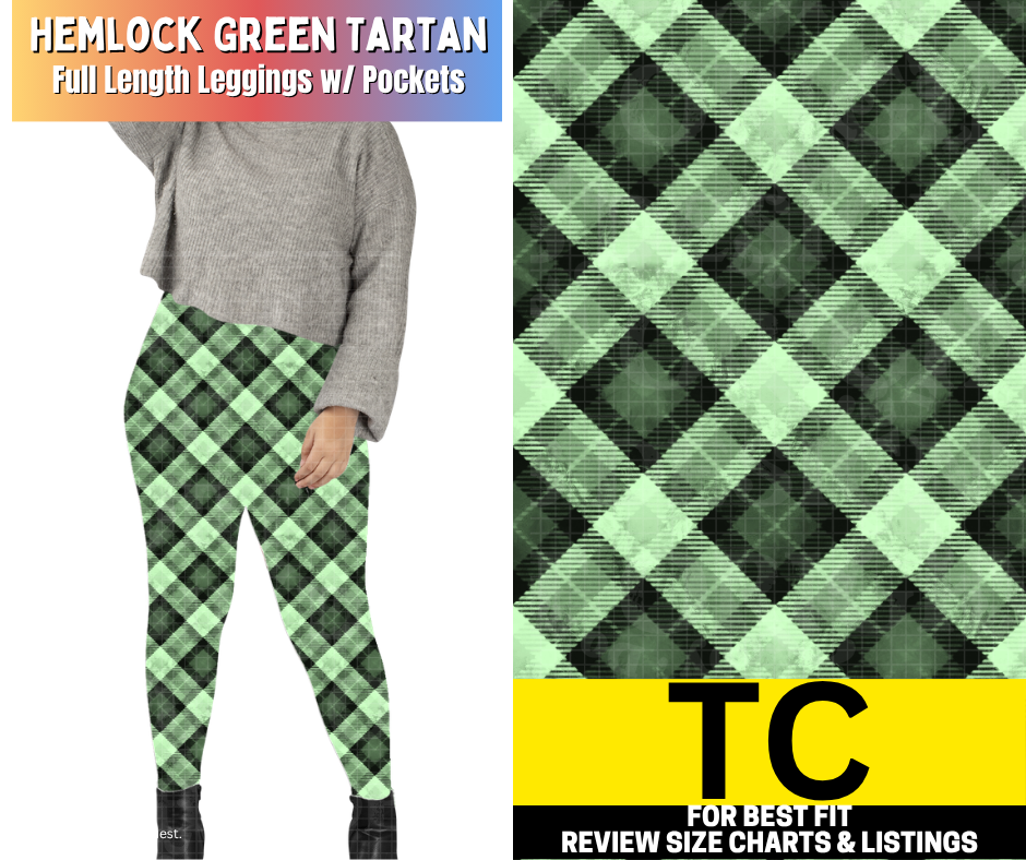 Hemlock Green Tartan Full Length Leggings w/ Pockets