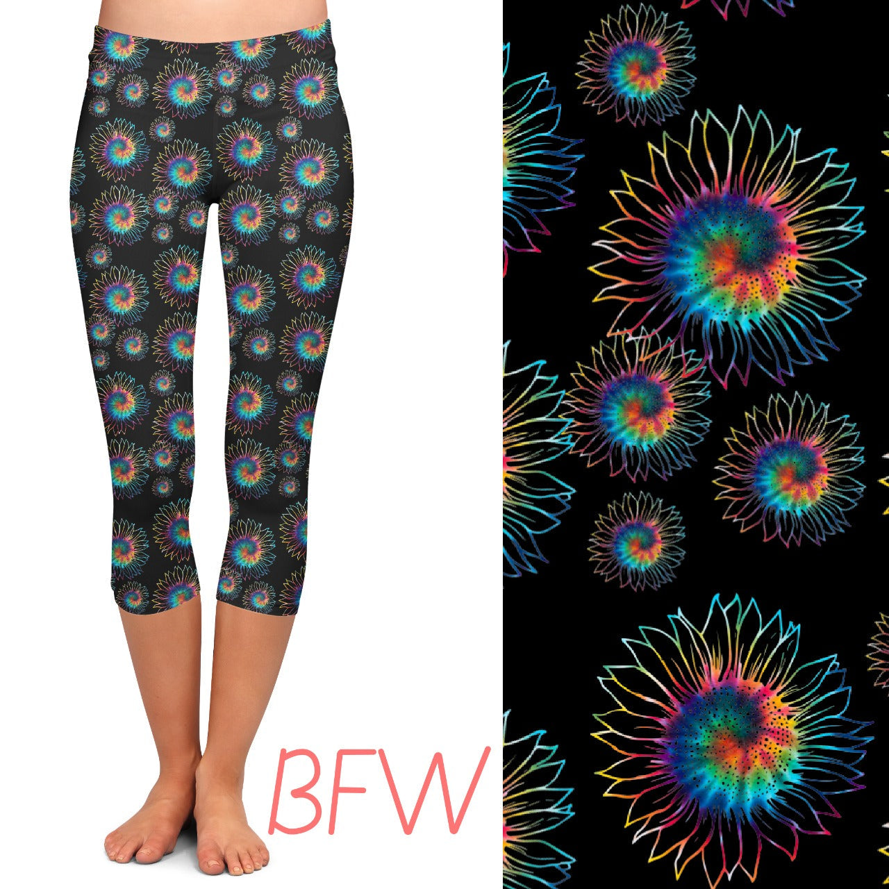 Colorful Blooms Capris with Pockets