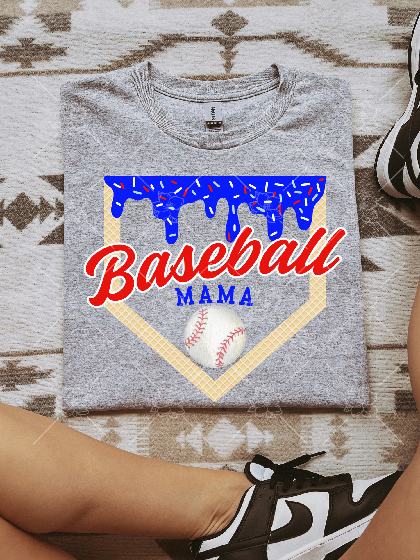 Baseball Drip Blue Top- Multiple Styles