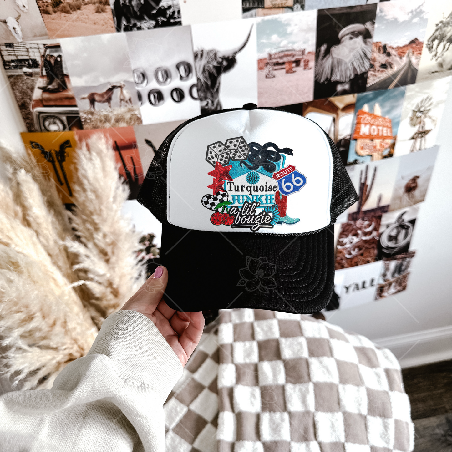 Route 66 FAUX patch Trucker Hat