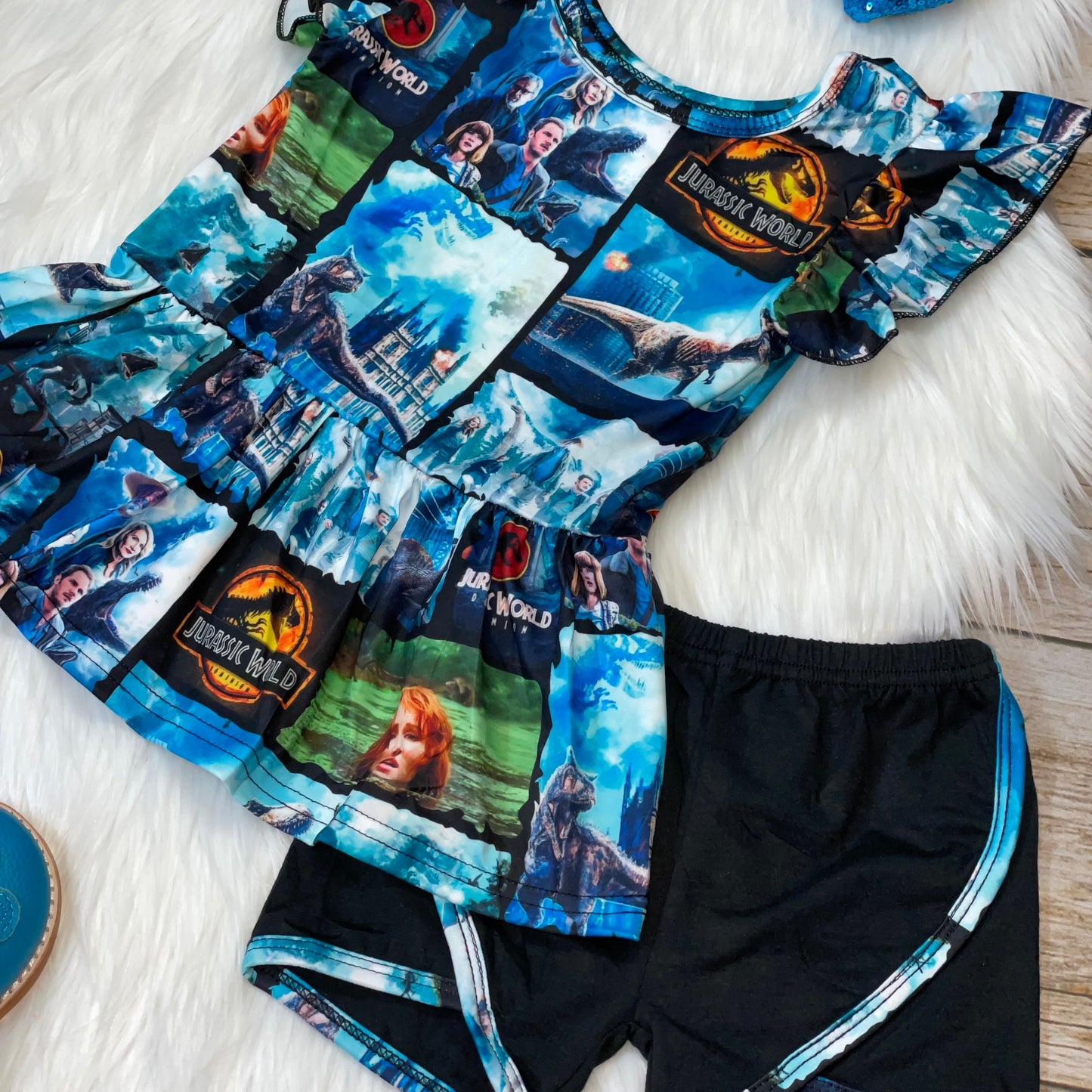 Dinosaur Movie Printed Peplum and Shorties Set