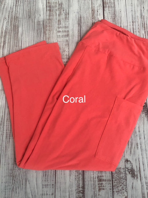 Coral capris and biker shorts with pockets