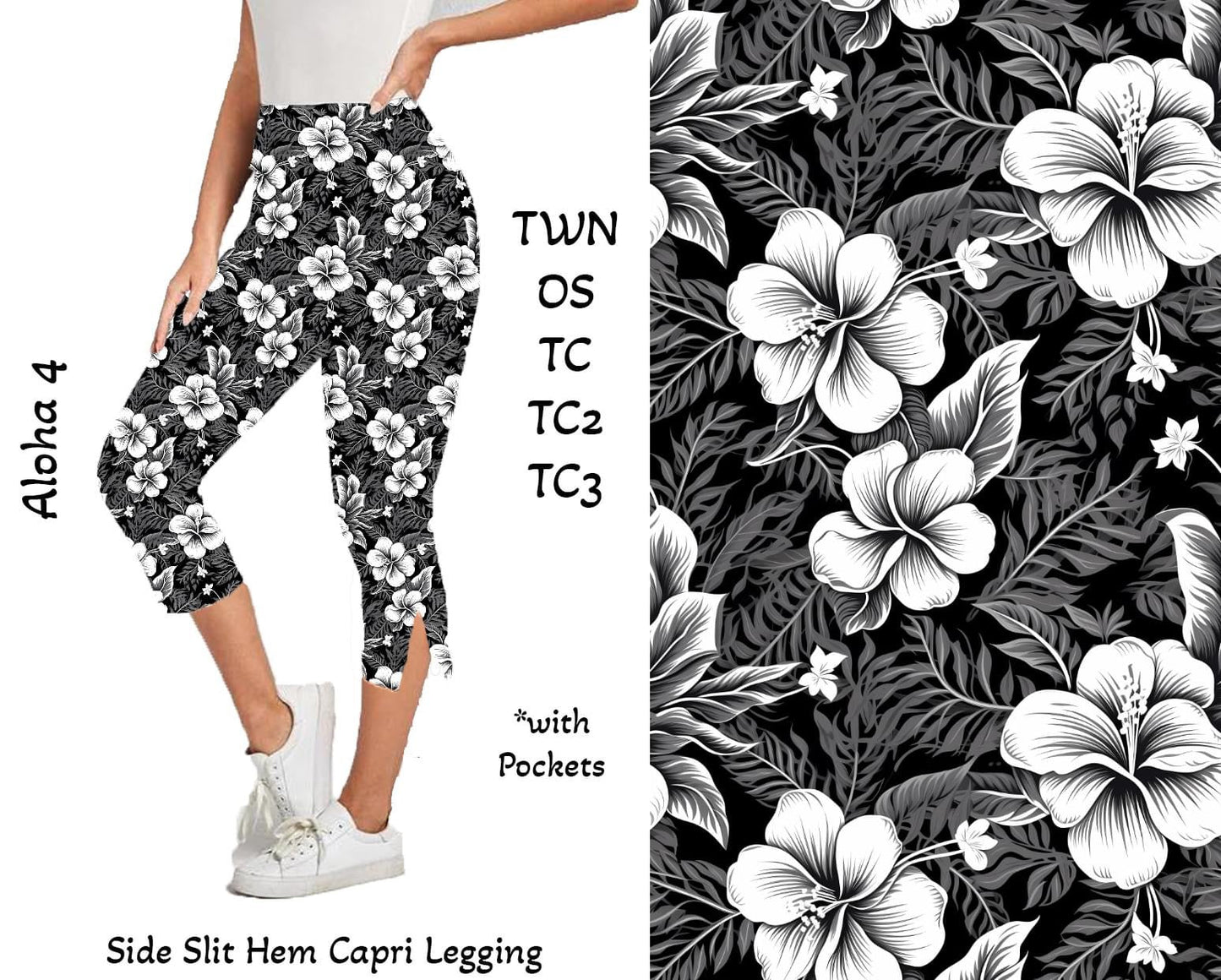 Aloha 4 - Side Slit Hem Capri Leggings with Pockets Preorder Closes 3/25