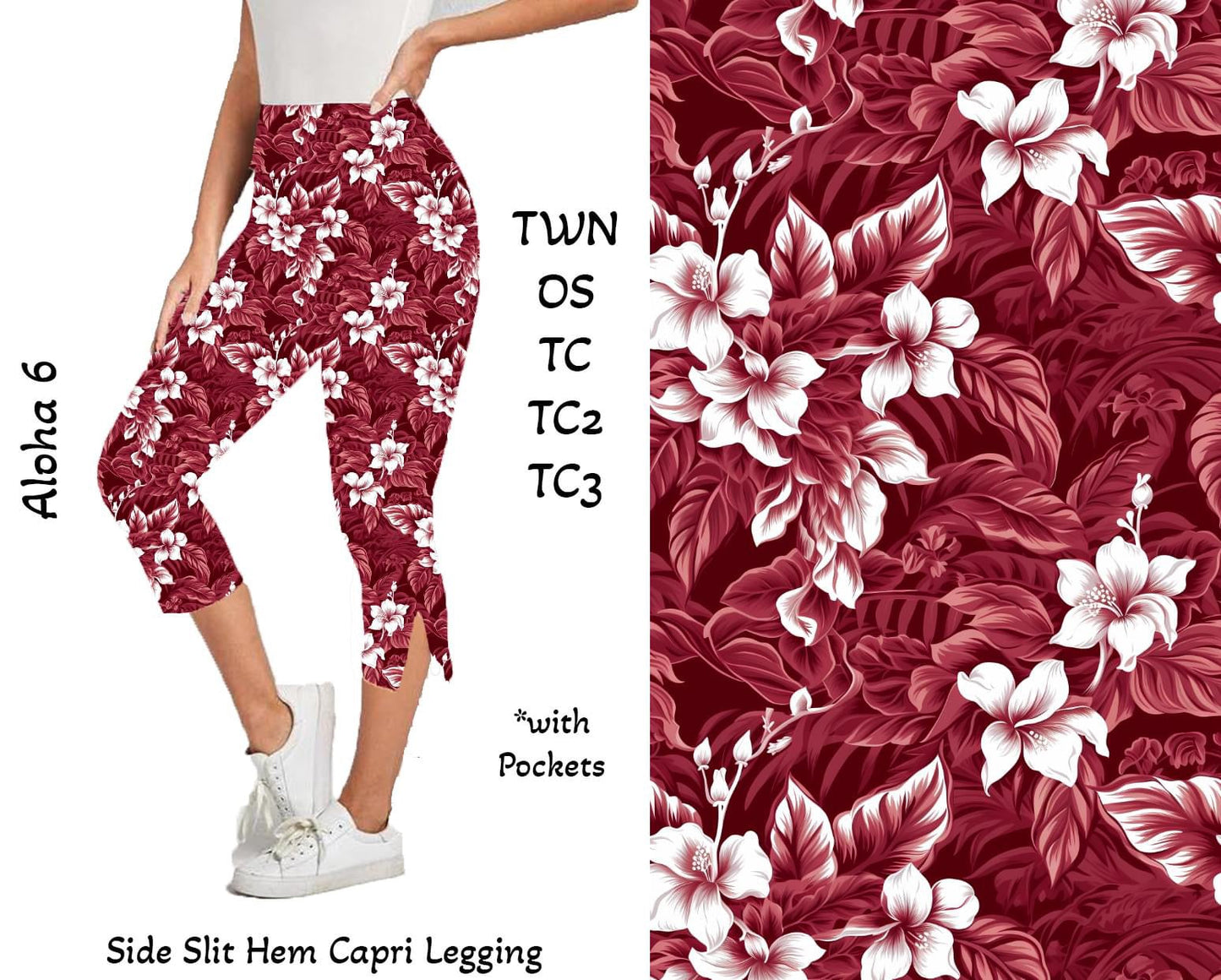 Aloha 6 - Side Slit Hem Capri Leggings with Pockets Preorder Closes 3/25