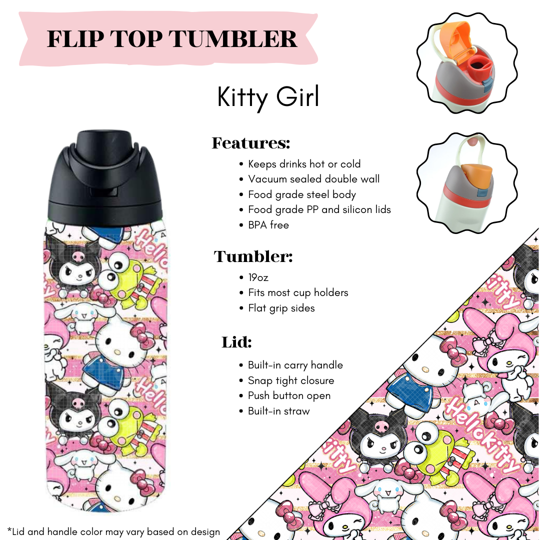 Kitty Girl Flip Top Tumbler