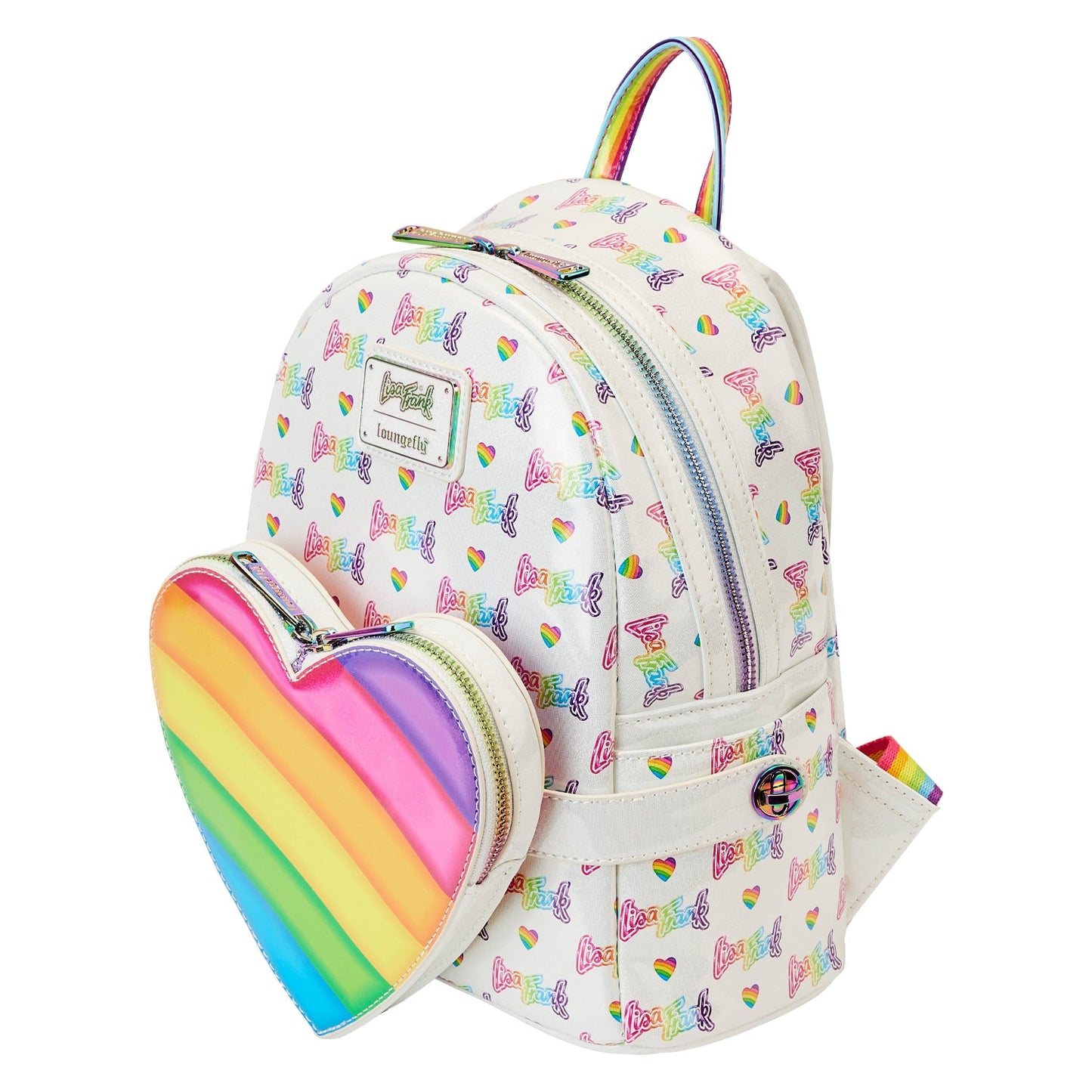 Lisa Frank Rainbow Heart Mini Backpack with Waist Bag