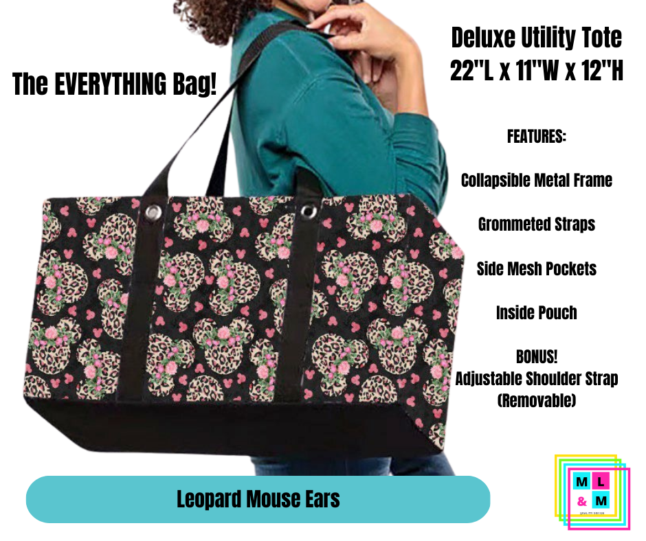Leopard Mouse Ears Collapsible Tote