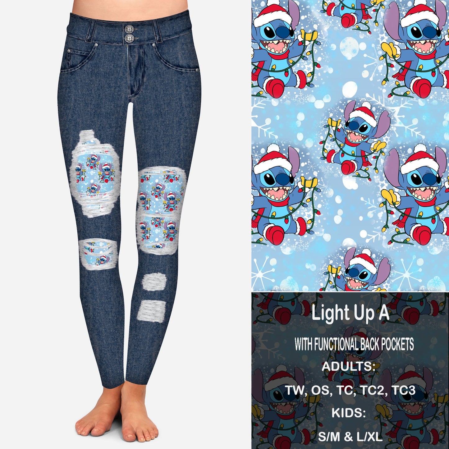 Light Up A Faux Denim Peekaboo Leggings with Pockets Preorder Closes 9/18 eta Late October