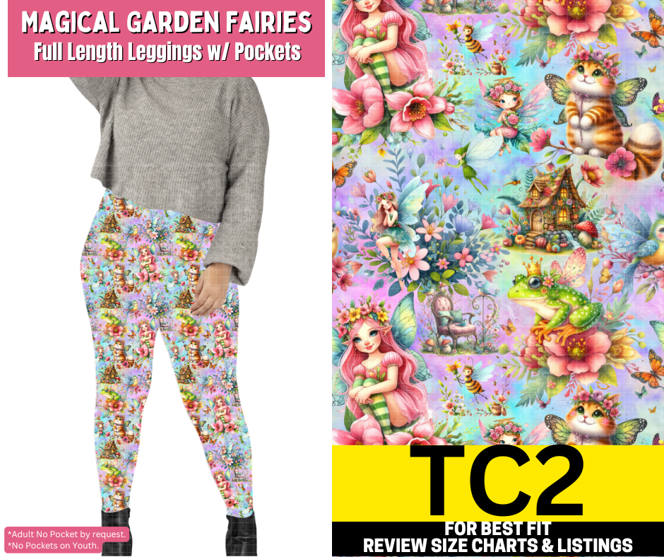 Magical Garden Fairies Full Length Leggings w/ Pockets