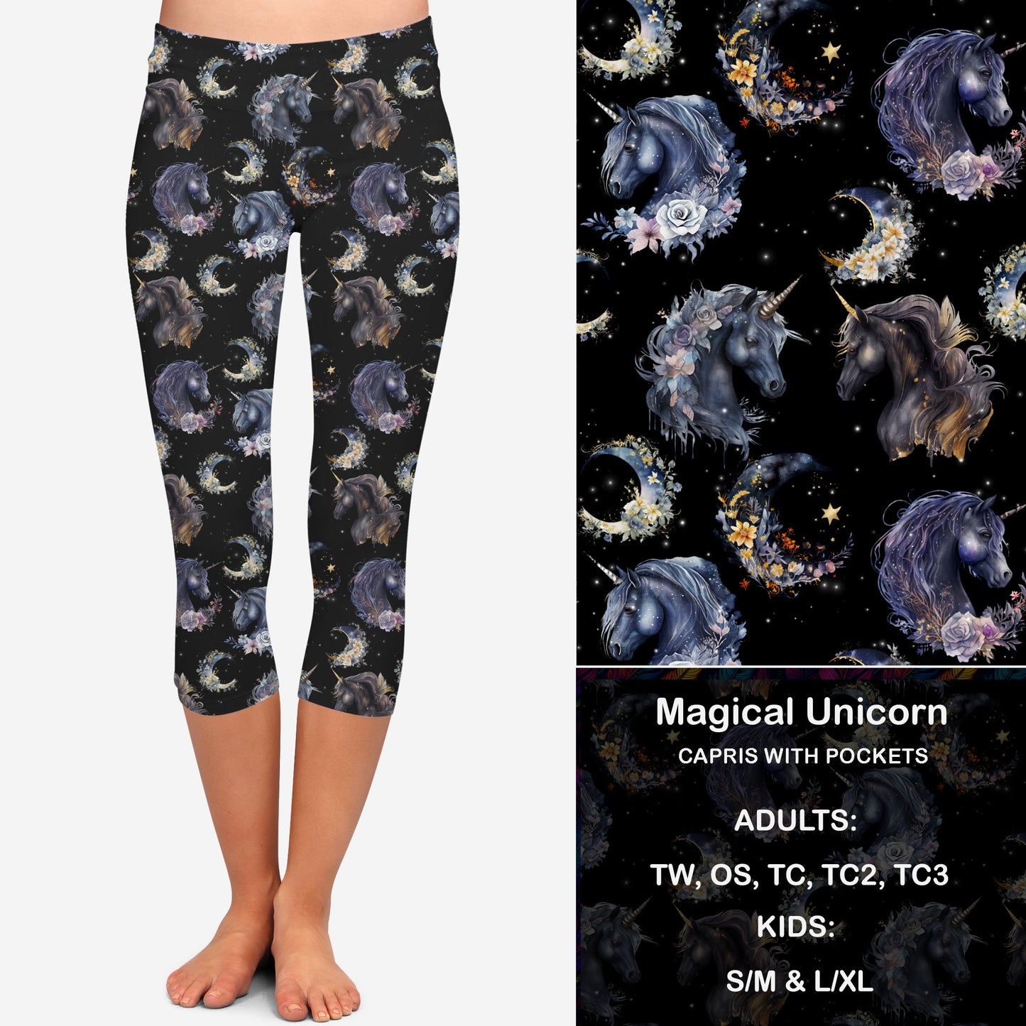 Magical Unicorn Leggings & Capris with Pockets KIDS Preorder Closes 6/14 eta Late July