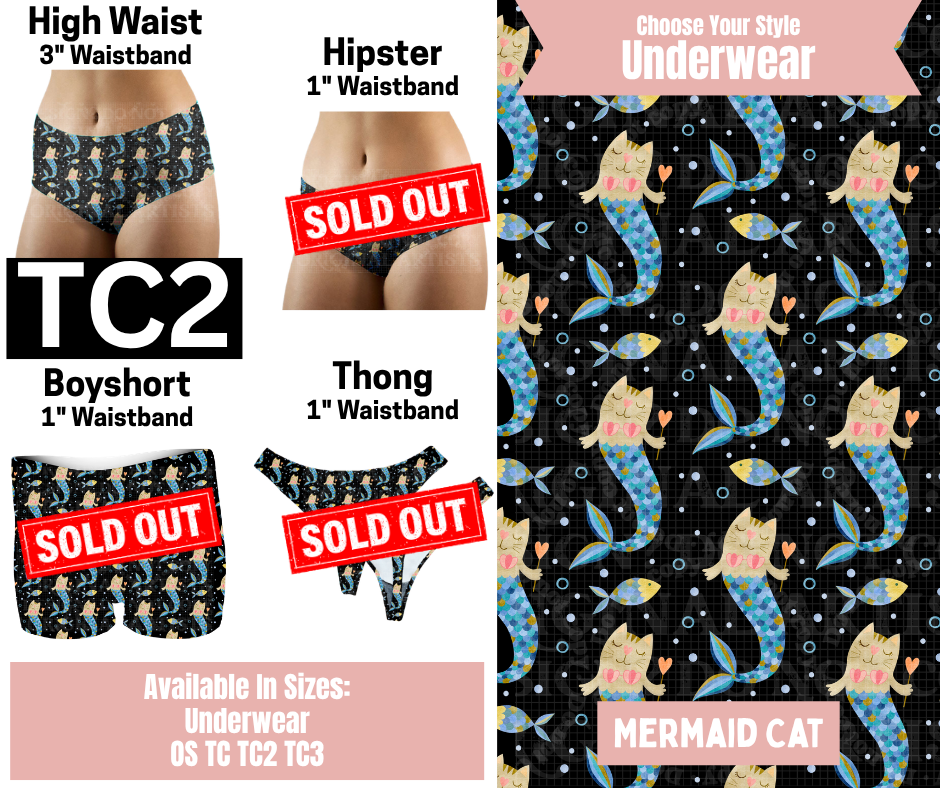 Mermaid Cat High Waist Underwear