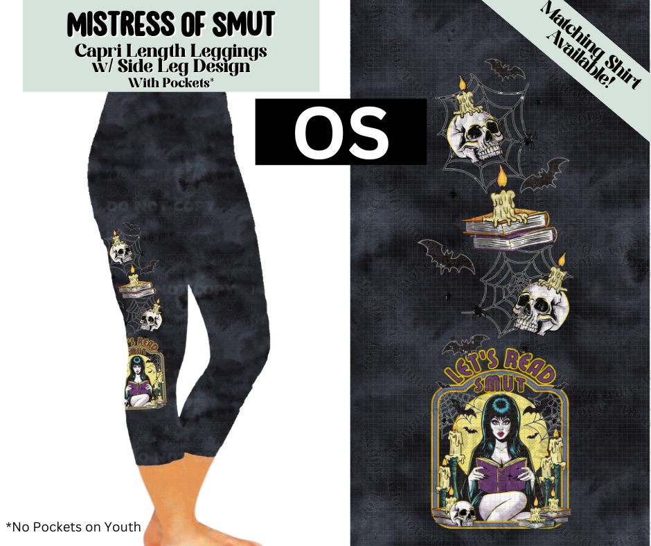 Mistress Of Smut Capri Leggings w/ Side Leg Designs