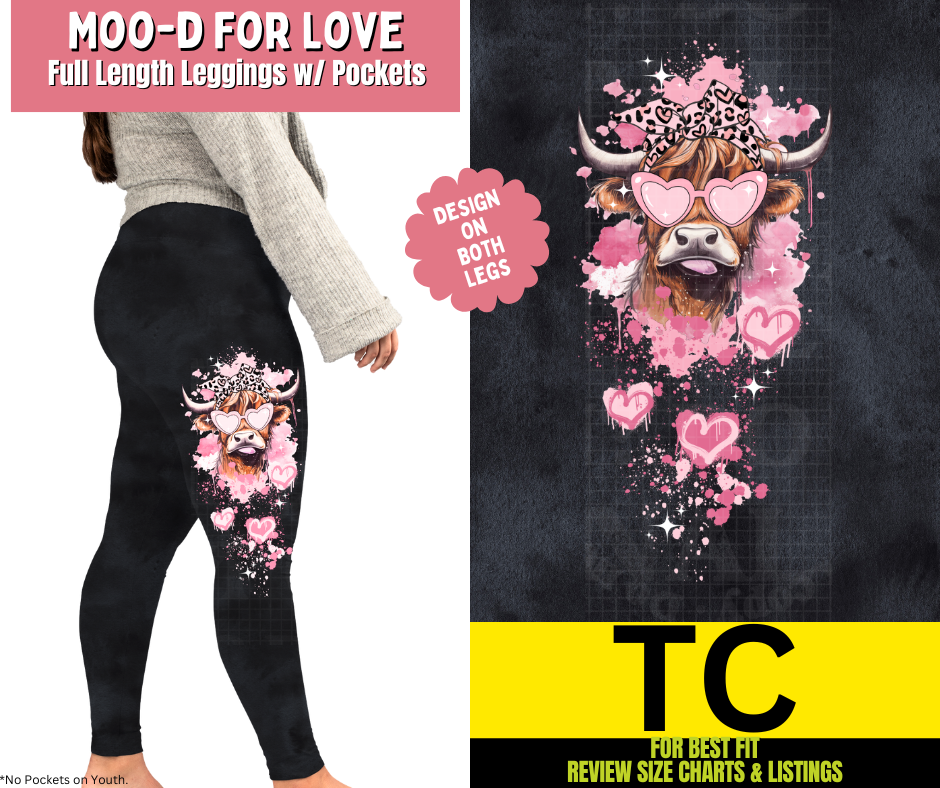 Moo-D For Love Watercolor Full Length Leggings w/ Side Leg Designs
