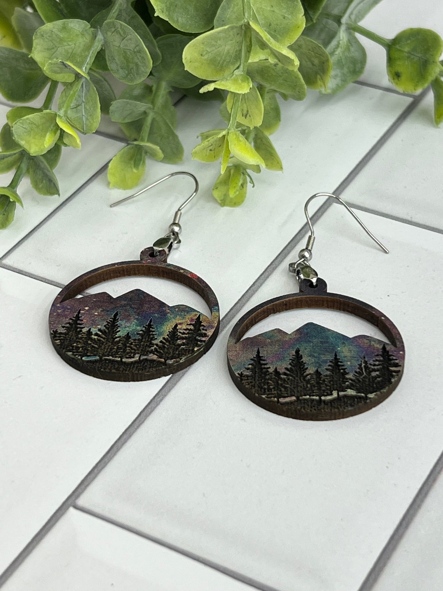 Mountain Forest - Oil Slick - Handcrafted Earrings