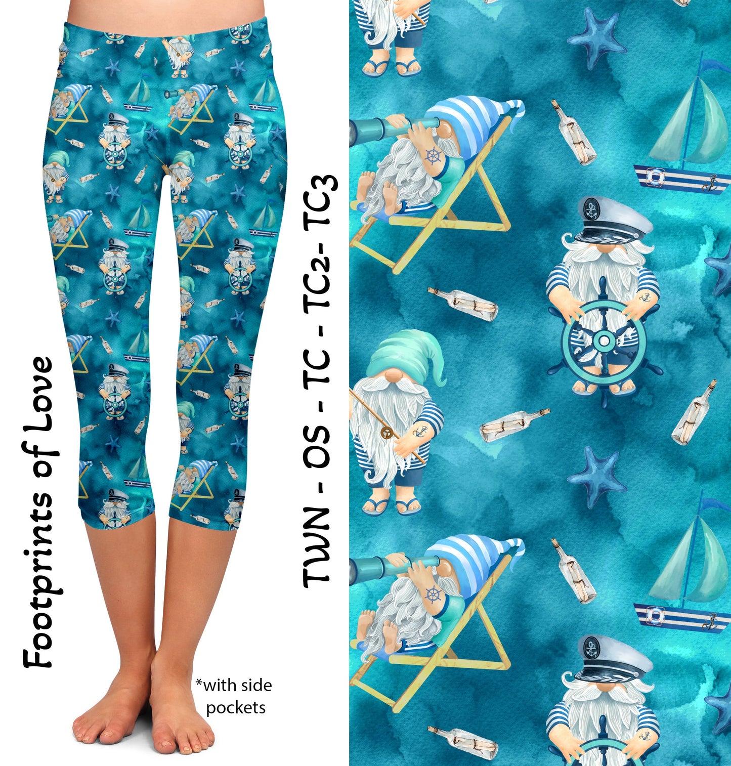 Nautical Gnomes Leggings & Capris with Pockets