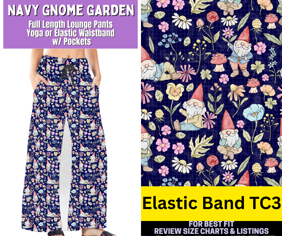 Navy Gnome Garden Full Length Lounge Pants