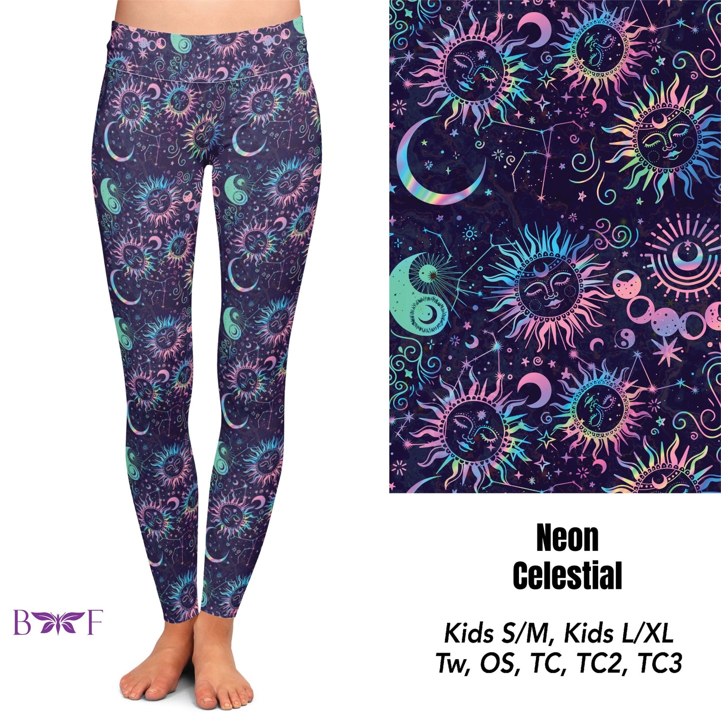 Neon Celestial Leggings and Capris