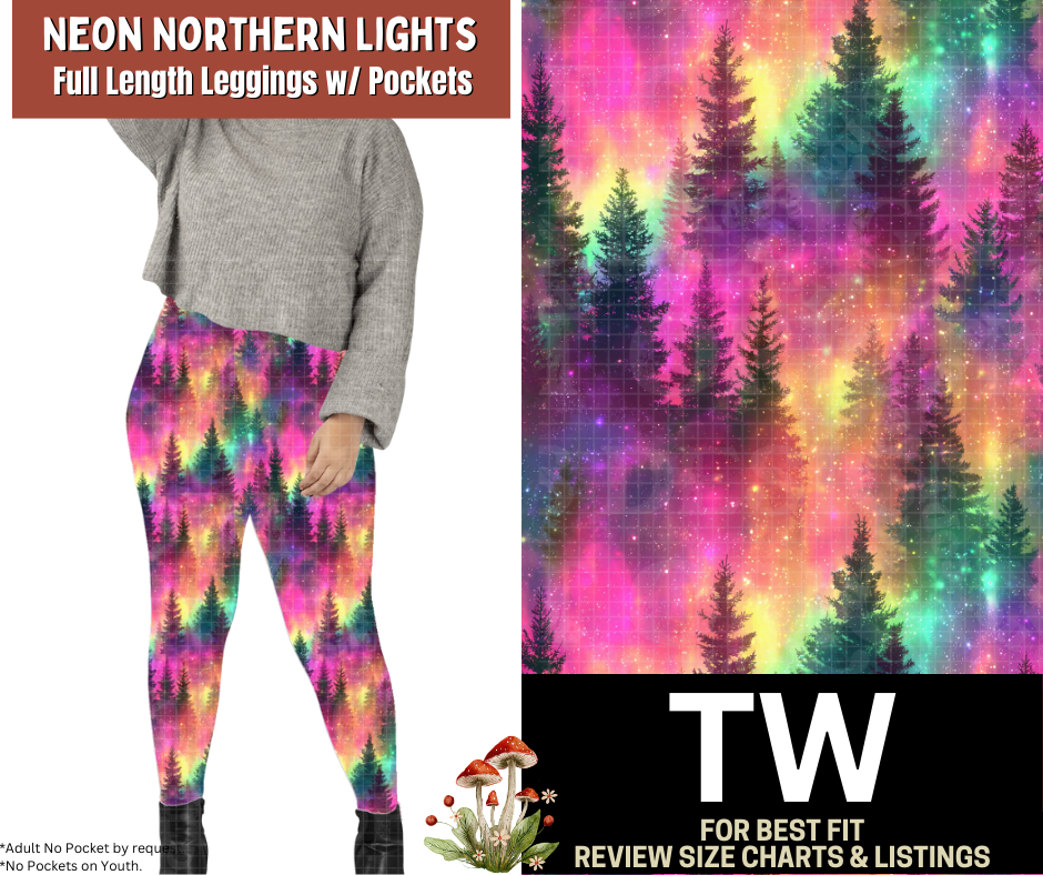 Neon Northern Lights Full Length Leggings w/ Pockets