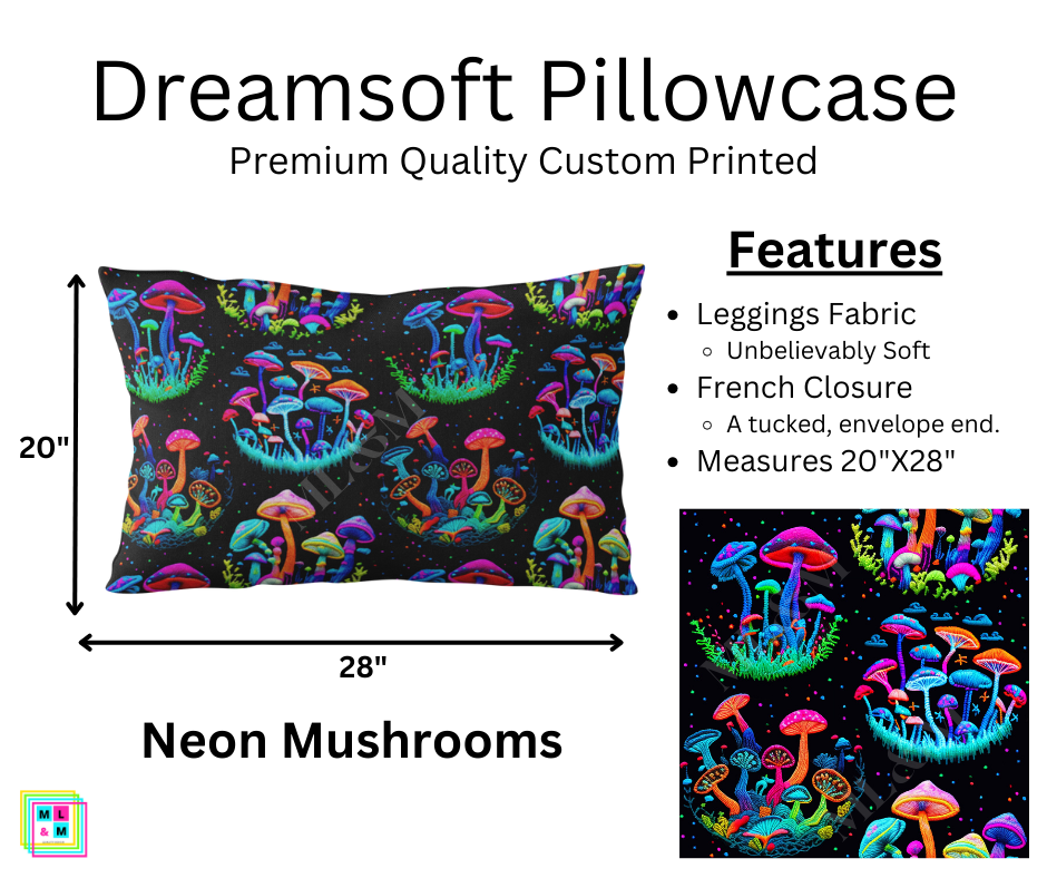 Neon Mushrooms Dreamsoft Pillowcase