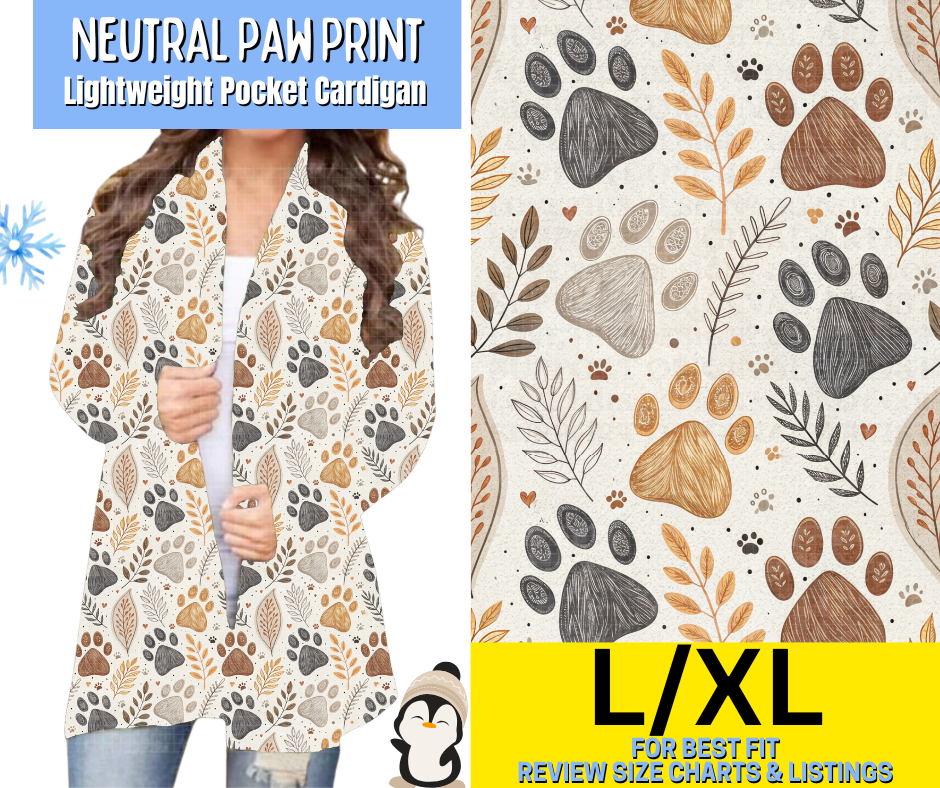 Neutral Paw Prints Pocket Cardigan
