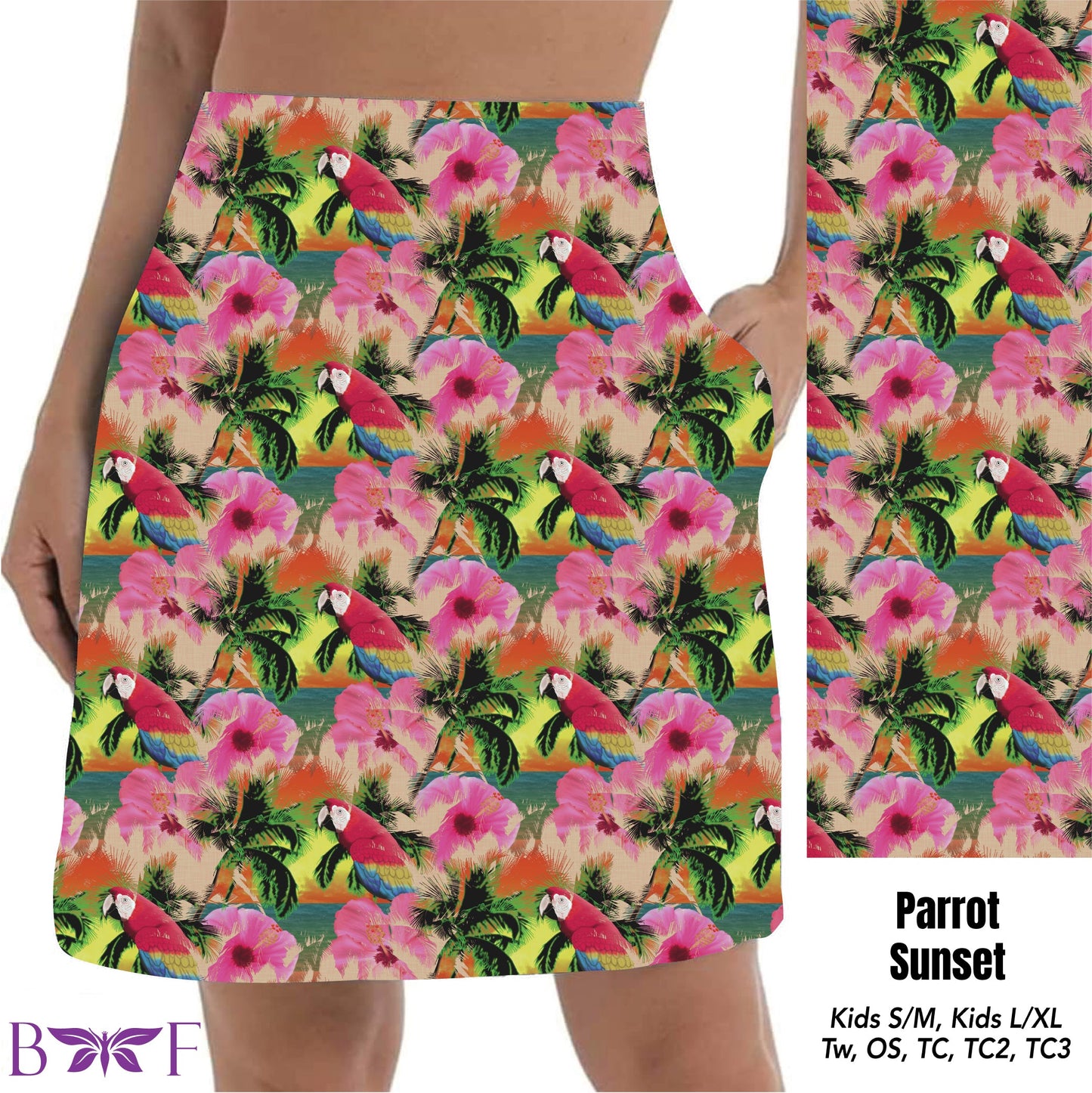 Parrot Sunset skorts with pockets