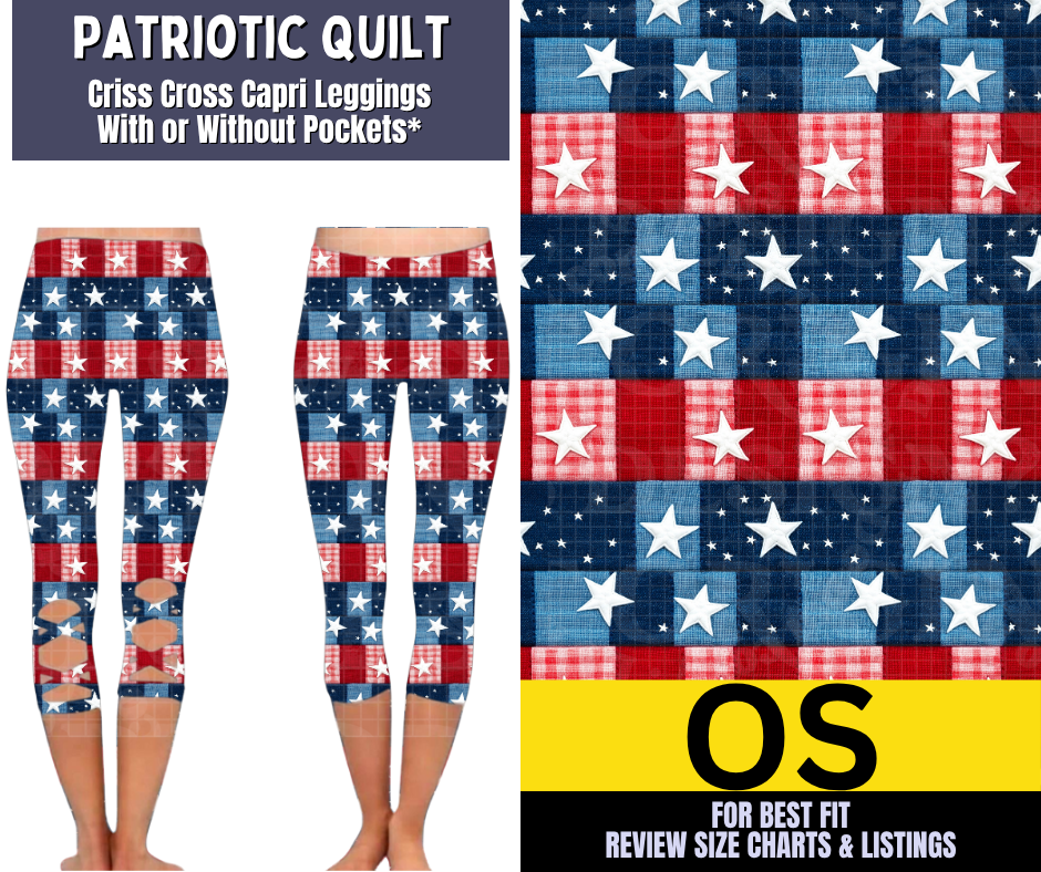Patriotic Quilt Criss Cross Capri w/ Pockets