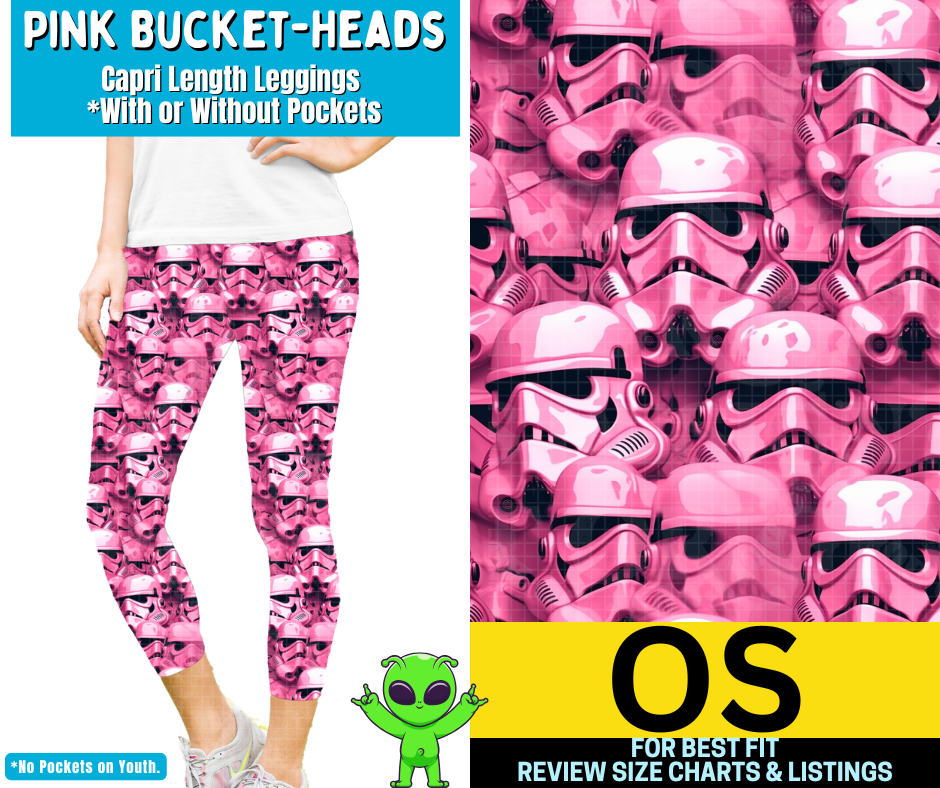Pink Bucket-Heads Capri Length Leggings w/ Pockets
