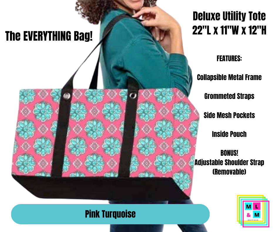 Pink Turquoise Collapsible Tote