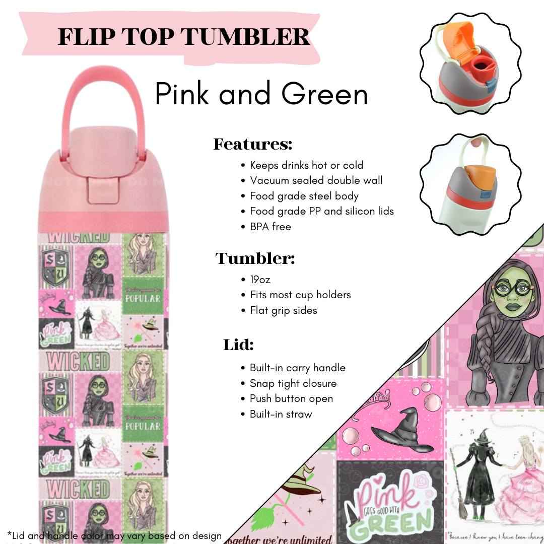 Pink And Green Flip Top Tumbler