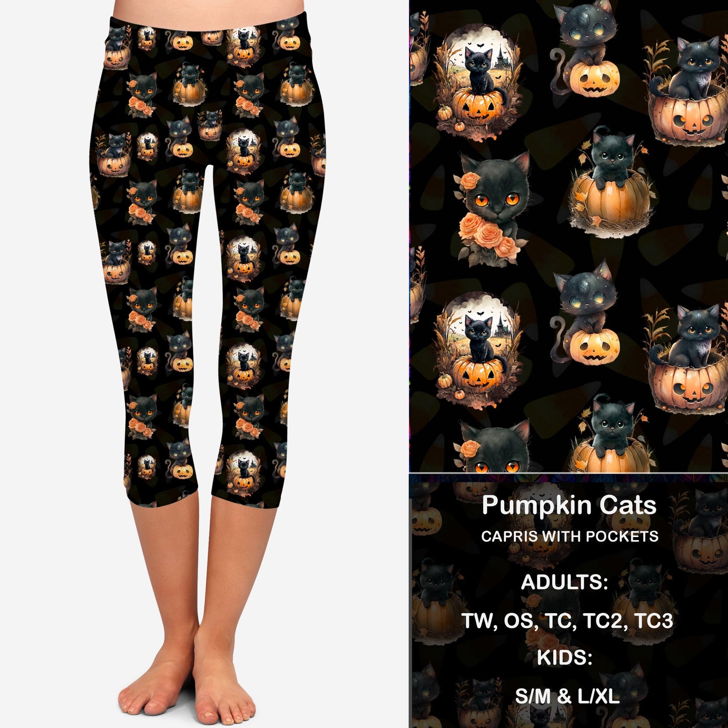 Pumpkin Cats Leggings & Capris with Pockets Preorder Closes 7/7 eta Late August