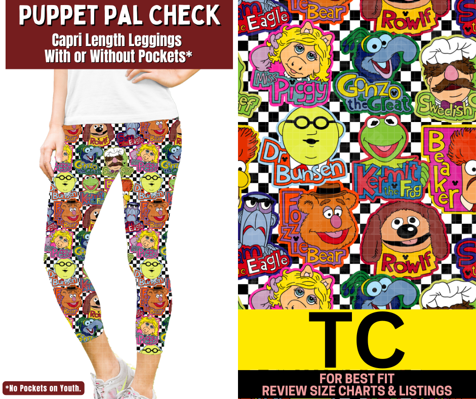 Puppet Pal Check Capri Length Leggings w/ Pockets
