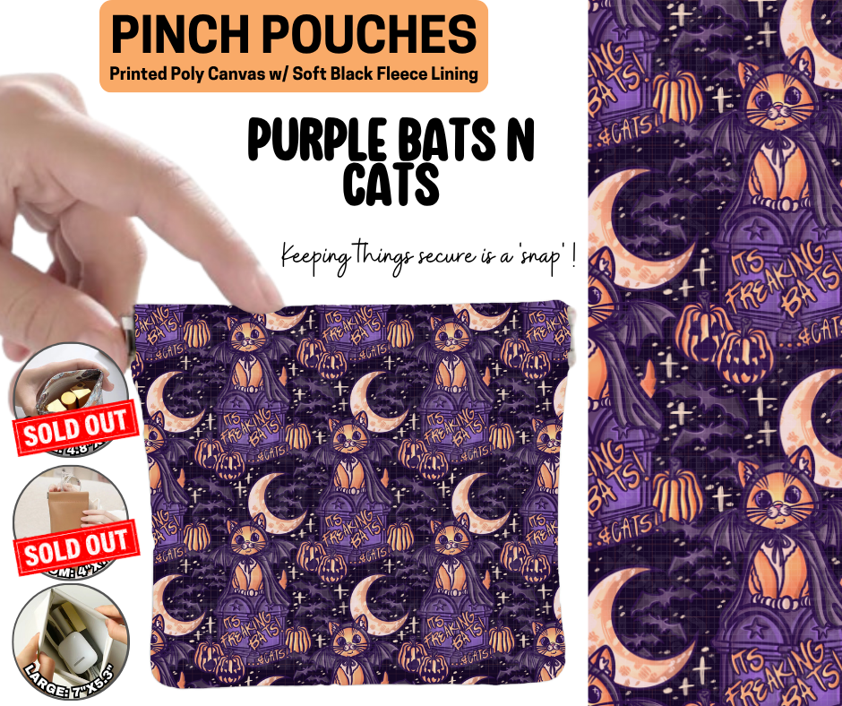 Purple Bats N Cats Pinch Pouches
