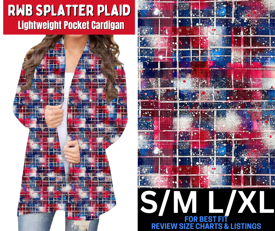 RWB Splatter Plaid Pocket Cardigan