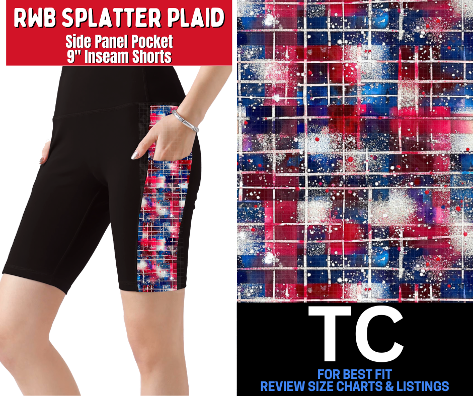 RWB Splatter Plaid Side Panel Pocket Jamaica Shorts