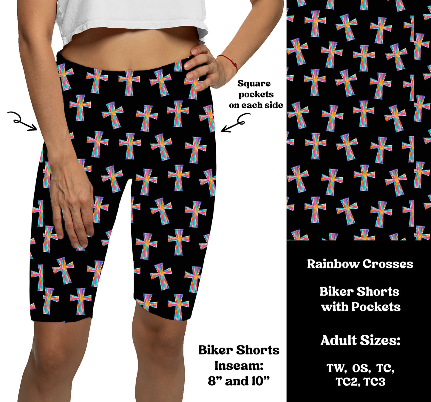 RAINBOW CROSS - Bike Shorts with Pockets Preorder Closes 7/29