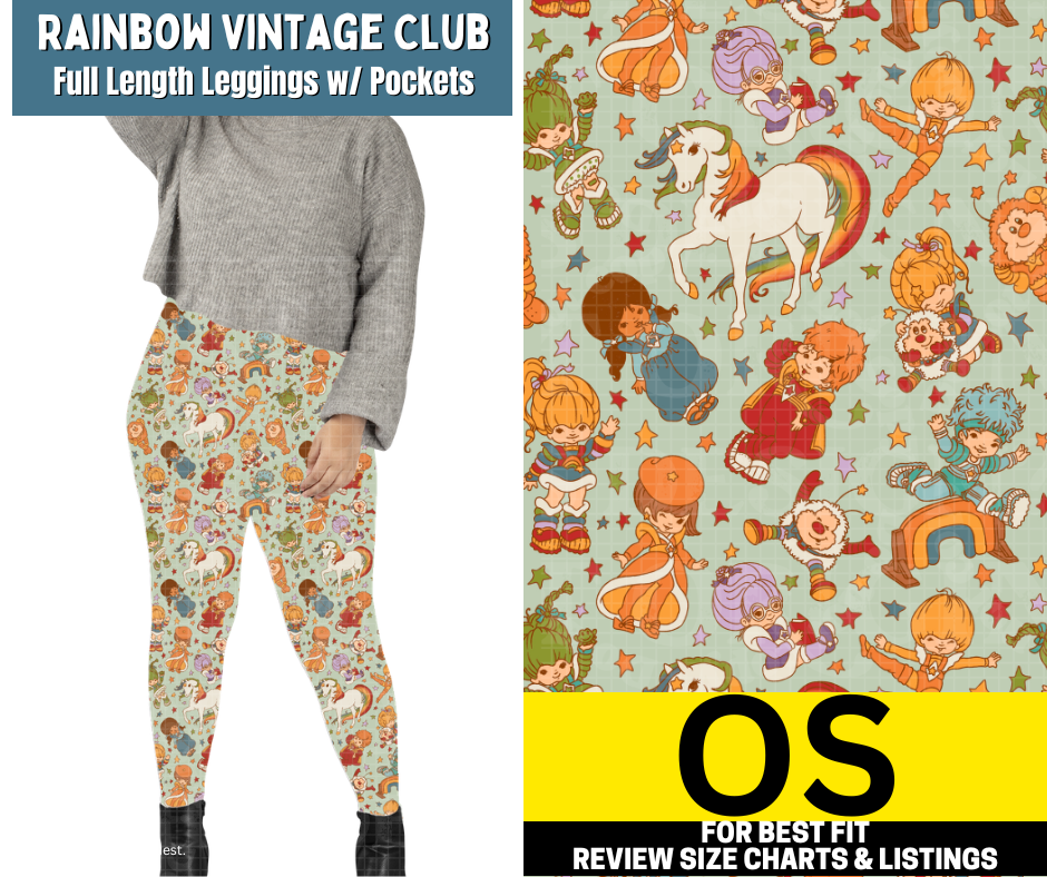 Rainbow Vintage Club Full Length Leggings w/ Pockets.