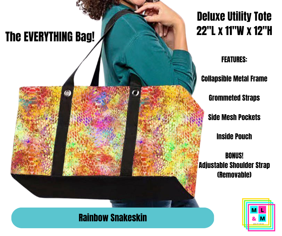Rainbow Snakeskin Collapsible Tote