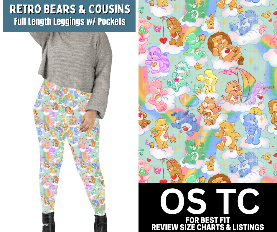 Retro Bears & Cousins Full Length Leggings w/ Pockets