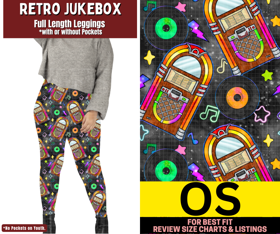 Retro Jukebox Full Length Leggings w/ Pockets
