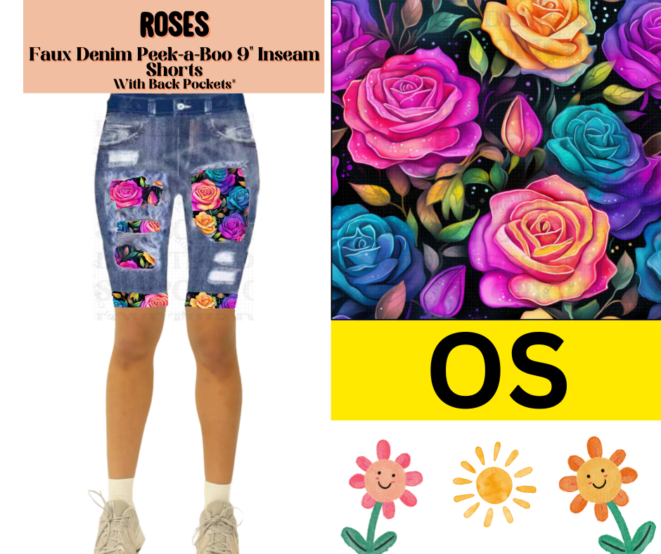 Roses Faux Denim Jamaica Shorts