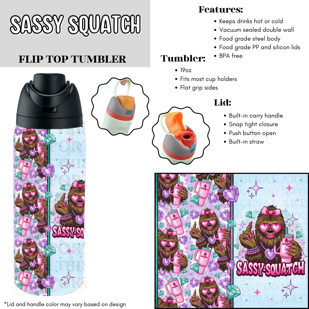 Sassy Squatch Flip Top Tumbler