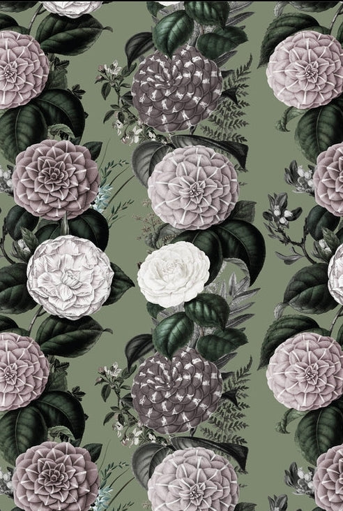 Olive Vintage Floral leggings, capris, and biker shorts with pockets