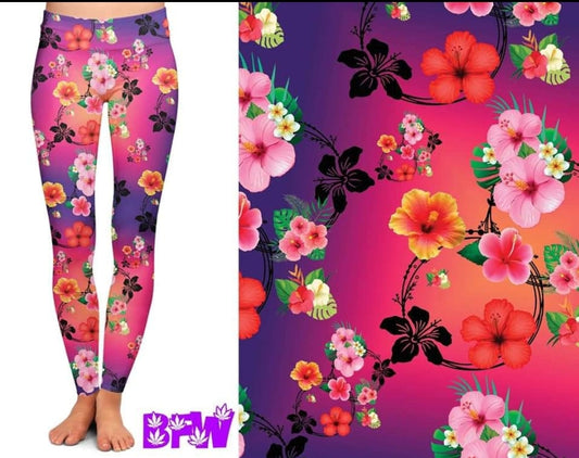 Hibiscus Love leggings, capris and joggers