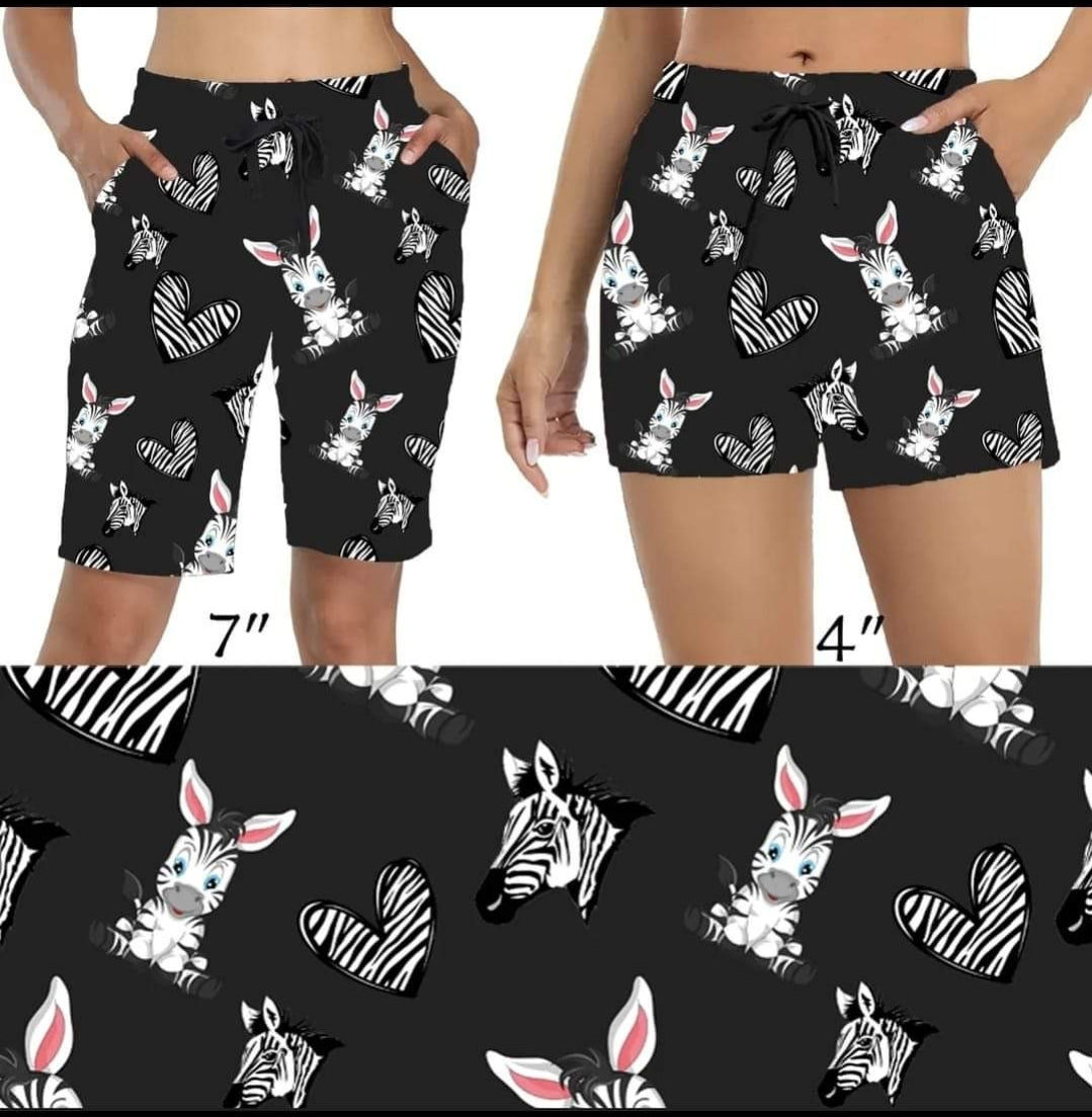 Zebra Party leggings, capris, joggers, and shorts